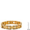 Steeltime Men's 18k gold plated stainless steel and simulated diamonds pyramid stud pattern link bracelet. Color Options: Silver, Gold - 3 of 4