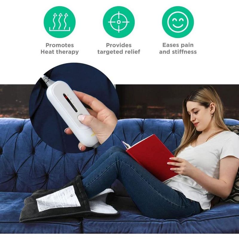 Foot Warmer Electric Heated Foot Warmer - Extra Large Foot Heating Pad - 3 Temperature Settings, Auto Shut Off, Machine Washable - Grey MedicalKingUsa, 4 of 8