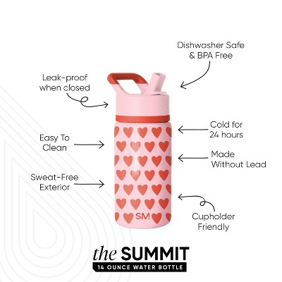 Simple Modern 14oz Summit Sweetheart Water Bottle Light Pink/Red