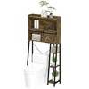 HOMCOM Over the Toilet Storage Cabinet, Over Toilet Bathroom Organizer with Sliding Door, 3 Storage Compartments and 4 Open Shelves - 4 of 4