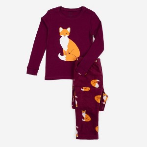 Leveret Kids Pajamas Cotton Top and Fleece Pants - 1 of 3
