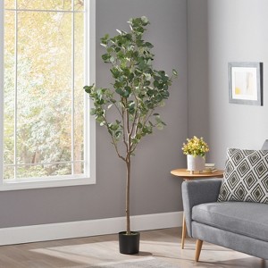 6FT Artificial Eucalyptus Tree, Green Leaves Perfect Faux Plant with Basket, Fake Eucalyptus Trees for Indoor Outdoor Home Office Living Room Floor - 1 of 4