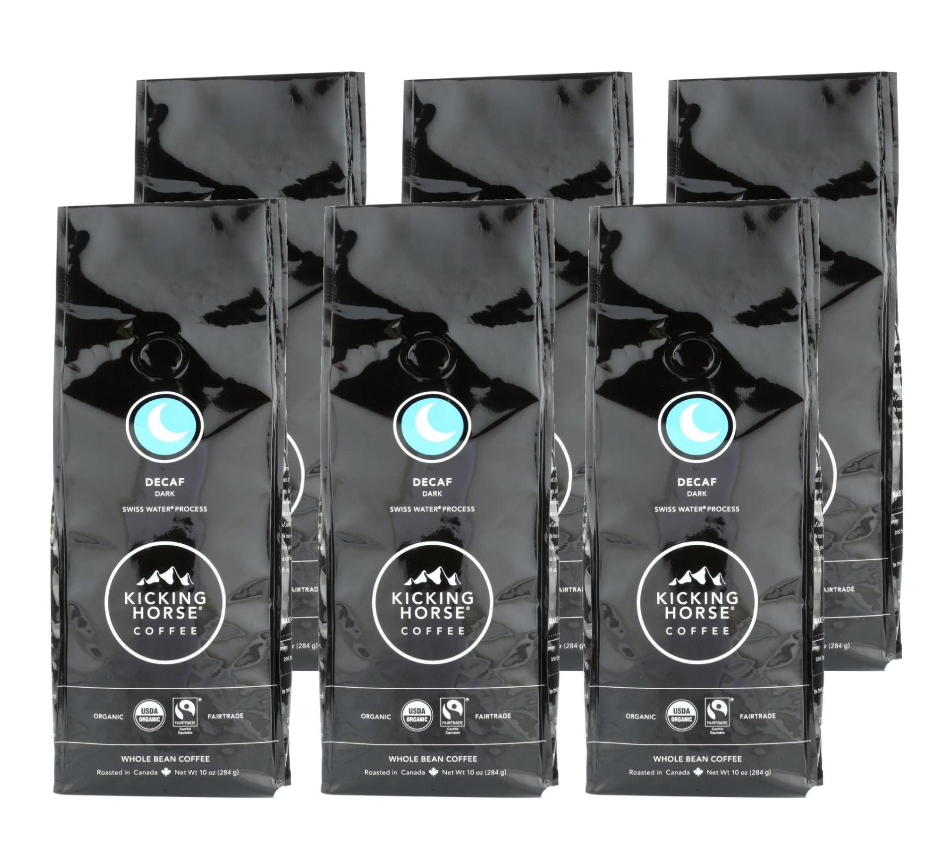 Kicking Horse Organic Decaf Dark Roast Whole Bean Coffee - Case of 6/10 oz