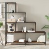 vidaXL Engineered Wood Bookcase in Smoked Oak - 54.7"x13.2"x58.7" - Space-Saving 4-Stair Display Shelf for Living Room/Study/Bedroom - 4 of 4