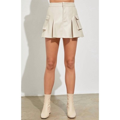Women's Leather Cargo Mini Skirts - DO+BE