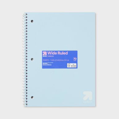Wide Rule Spiral Notebook 7.5"x10.5" Poly Cover 70 Sheets Pastel Blue - up&up™