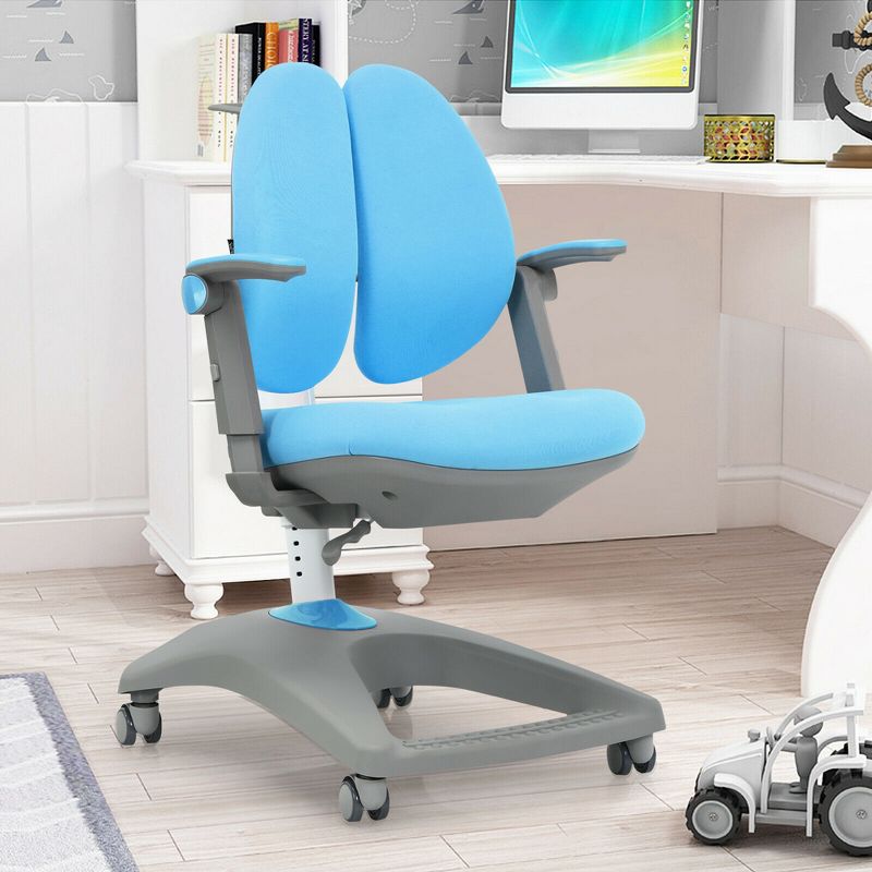 Costway Kids Desk Study Chair Adjustable Height Depth w/ Sit-Brake Casters, 2 of 11