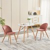 FurnitureR Upholstered Dining Chairs Set of 2, Mid Back Armless Velvet Accent Chair with Wood Legs for Home, Kitchen, Bedroom, and Living Room, Rose - 3 of 4