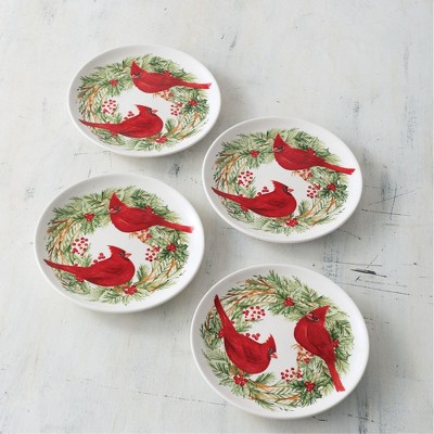 Sullivans Set of 4 Cardinal Christmas Plate 1"H Red