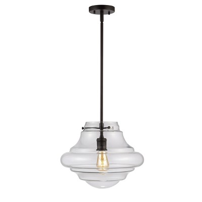 Oslen 15 Inch Glass and Bronze Pendant Light