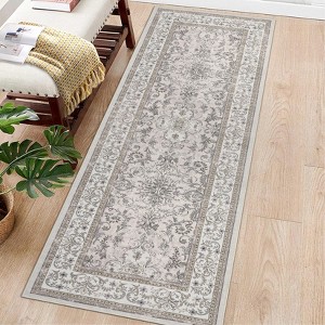coucheta Vintage Floral Washable Rug for Living Room, Multi-size Soft Low Pile Rubber Backed Non Slip Carpet, for Bedroom, Dining Room, Home Office - 1 of 4