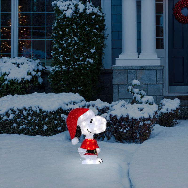 ProductWorks 36213_L2D_MYT 18 Inch Steel Framed Pre-Lit LED Peanuts Snoopy Santa Indoor/Outdoor Holiday Decoration Display, Red and White, 3 of 7