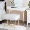 Costway Faux Fake Fur Stool Ottoman Footrest Stool Decorative with Metal Legs GreyPinkWhite - 3 of 4