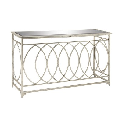 Silver Metal and Glass Geometric Console Table