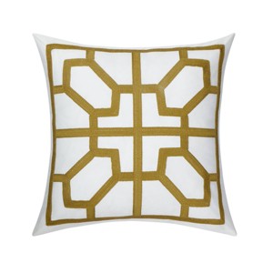 18"x18" Dee Ocleppo Crewel Chainstitch Square Throw Pillow White - 1 of 4