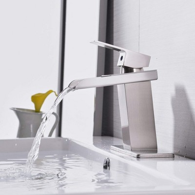 Brushed Nickel Single-Handle Waterfall Bathroom Faucet