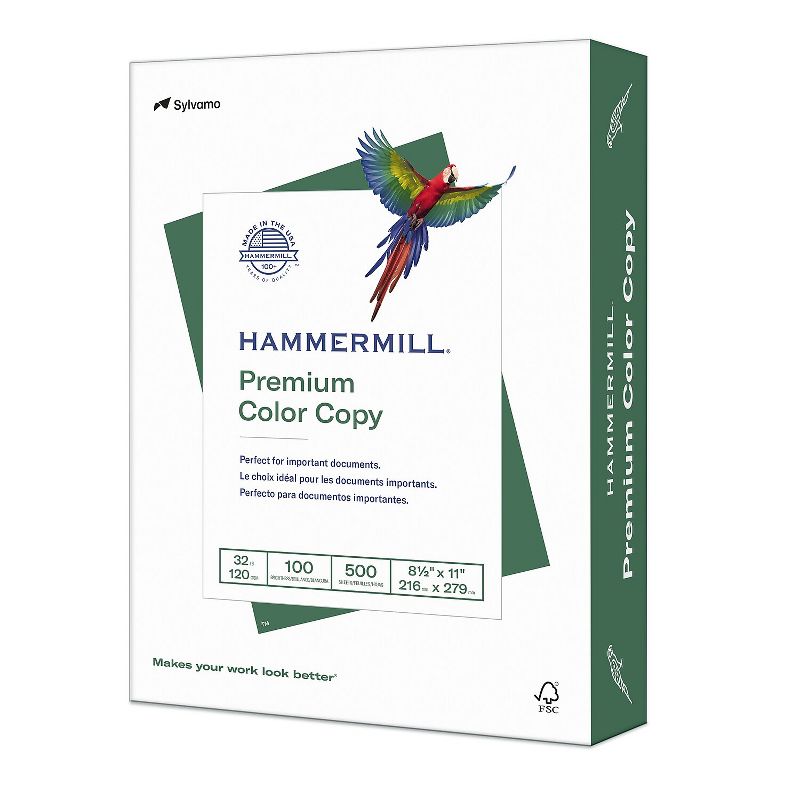 Hammermill Premium 8.5" x 11" Color Copy Paper 32 lbs. 100 Brightness 500 Sheets/Ream (102630), 1 of 9