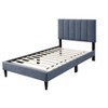 NicBex Twin Size Velvet Upholstered Platform Bed with Wooden Slatted Frame,Modern Small Bed Frame for Bedroom,Kids Room - 2 of 4