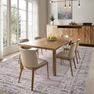 Vintage Bordered Washable Area Rug - Non-Slip Non-Shedding Stain Resistant Carpet, Soft Distressed Print Mat for Living Room, Nursery, Bedroom Office - 1 of 4