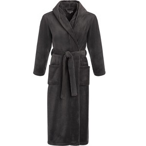 ADR Men's Robe, Plush Fleece Hooded Bathrobe Man, Long Warm Cozy Bath Robe Man - 1 of 4