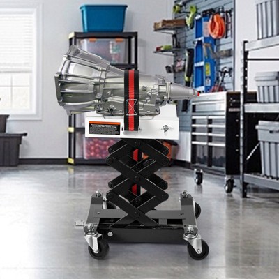 450 Lbs Capacity Low Profile Transmission Jack with Safety Straps, 7-23 Inch Lift Range, Heavy Duty Auto Repair Lifting Jack with 4 Wheels