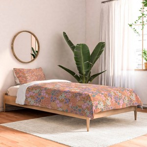 Deny Designs Twin/Twin Extra Long Schatzi Brown Joycelyn Ditsy Apricot Comforter and Pillow Shams: Year-Round, Machine Washable, Non-Woven Fabric - 1 of 3