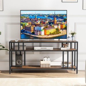 Entertainment Center with 3-Tier Open Storage Shelves, TV Media Console Table with Quadruple - 1 of 4