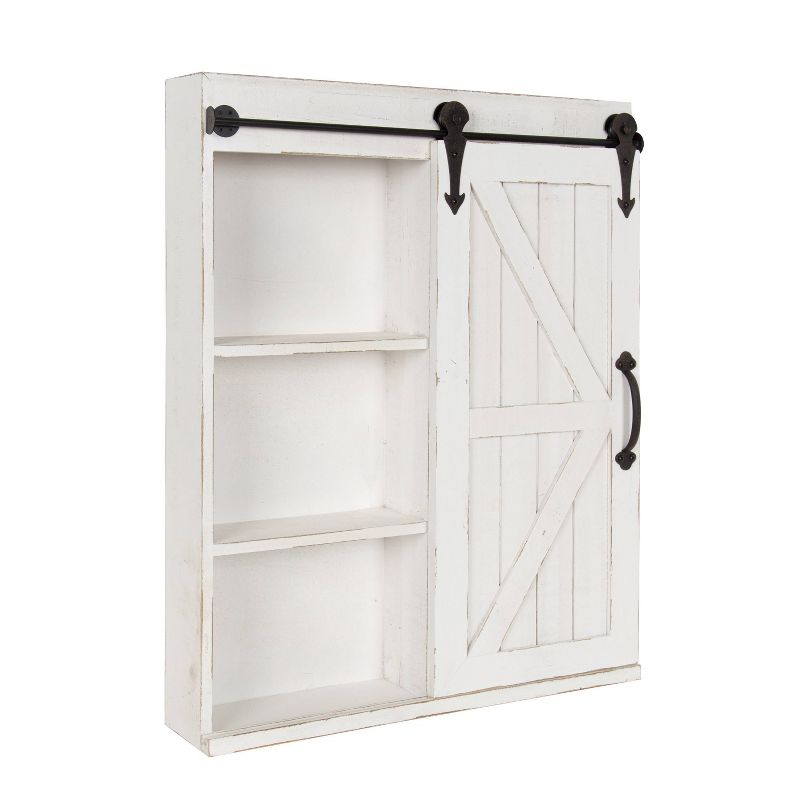 Decorative Wood Wall Storage Cabinet with Vanity Mirror and Sliding Barn Door Rustic White - Kate &#38; Laurel All Things Decor, 6 of 9
