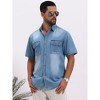 INSPIRE CHIC Men's Denim Chest Pockets Western Retro Short Sleeve Shirts - 4 of 4