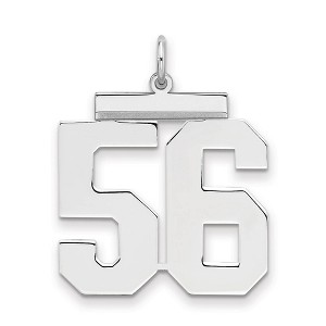 Black Bow Jewelry Sterling Silver, Athletic Collection, Large Polished Number 56 Pendant - 1 of 3