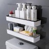 Attop 1pc Toilet Bathroom Storage Cabinet Rack Wall Hanging Hole Free Multifunctional Artifact Above Toilet Rack White Shelf Organizer - 2 of 4
