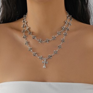 HTUTWOO Multi-Layered Cross Necklace, Hip-hop Style Choker, Dainty Gifts for Women, a Must-Have Item for Trendsetters - 1 of 4