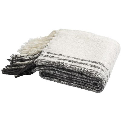 Alita Metallic Throw Blanket - THR852 - White/Grey - 50" x 70" - Safavieh