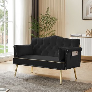 NicBex Luxury Loveseat,Modern Small Velvet Loveseat Sofa with Tufted Back & Metal Legs,2-Seater Couch for Living Room - 1 of 4