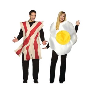 Imposta Costumes Adult Bacon and Eggs Couples Costume Bodysuit One Size White - 1 of 3