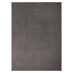 TOWN & COUNTRY EVERYDAY Stone Geo Curve Soft Felt Everwash®, Machine Washable Area Rug with Non-Slip Backing, Geometric Rug, Charcoal Grey, 6'6"x9'2" - 1 of 4
