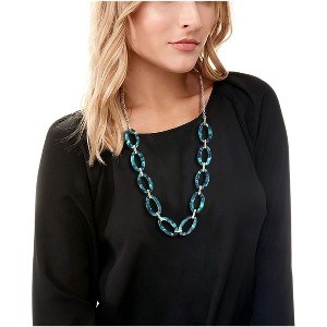 Leopard Print Necklace, Tortoise Acrylic & Metal Link Choker Collar for Women - 1 of 4