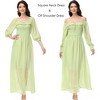 Anna-Kaci Women's Smocked Long Sleeve Swiss Dot Lined Maxi Tie Neck Square Detail Dress - 4 of 4
