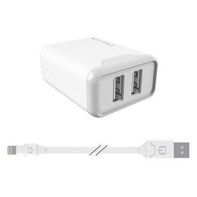 Qmadix - Wall Charger 4.8a For Apple Lightning Devices 6ft - White