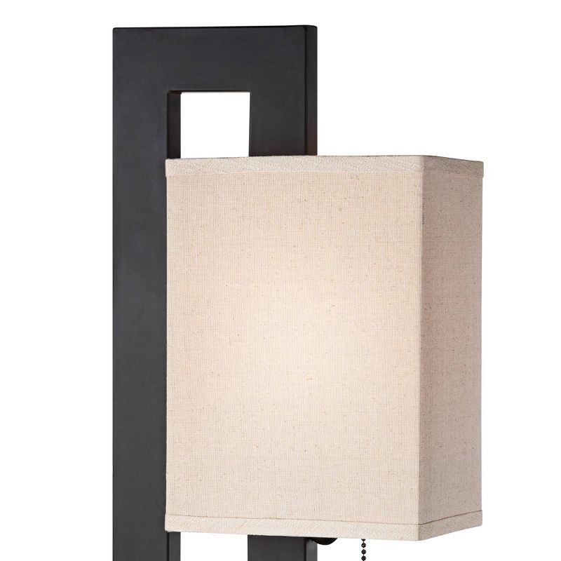 360 Lighting Modern Accent Table Lamp 20.5" High Espresso Bronze Floating Rectangular Oatmeal Box Shade for Living Room Family Bedroom, 3 of 10