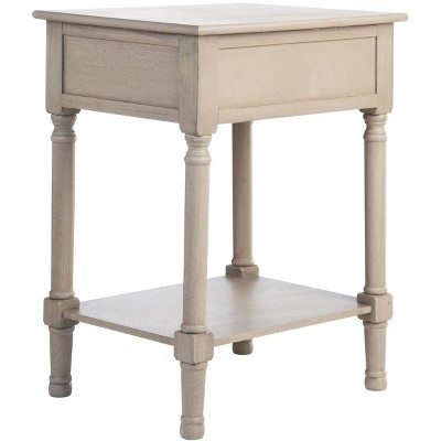 Josie Greige Wood and Metal 1-Drawer Accent Table