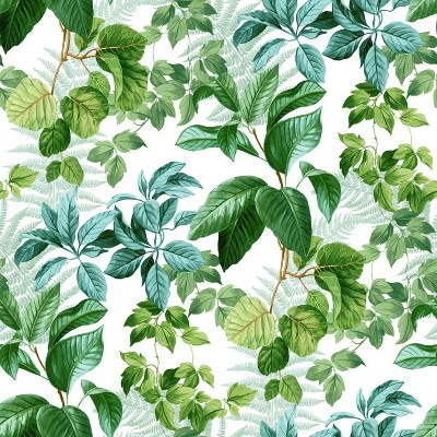 RoomMates 28.2" RainForest Green Leaves P&S Wallpaper Green