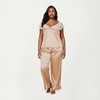 Anna-Kaci Lounge Women's PLus Size 2-Piece Set Satin Lace Trim Sleep Top and Wide Leg Pants with Soft Draping Silhouette - 3 of 4
