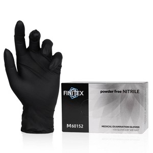 FINITEX Nitrile Disposable Gloves - Black, 100, 300 & 1000 PCS 3.2mil, Powder-Free, Medical & Exam, Food Gloves - 1 of 4