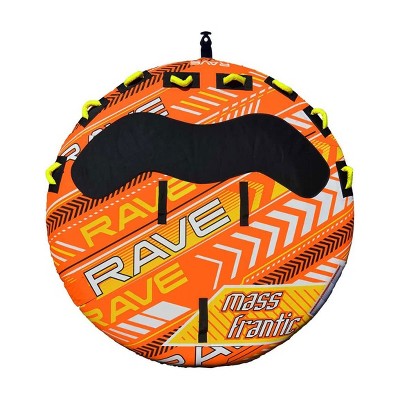 Rave Sports 2709 Mass Frantic 2.0 4 Rider Person Capacity Heavy Duty 76 Inch Diameter Inflatable Water Lake Boat Float Towable Boating Tube, Orange