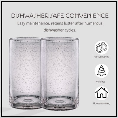 Clear 17 oz Bubble Glass Highball Tumblers, Set of 4