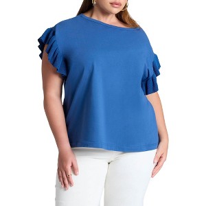 ELOQUII Women's Plus Size Ruffle Sleeve Tee - 1 of 4