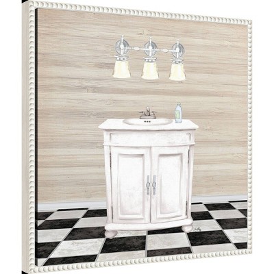 Elizabeth Medley White Canvas Bathroom Quote Art with Floater Frame