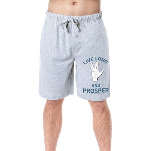Star Trek Mens' Spock Live Long And Prosper Sleep Pajama Shorts Grey - 1 of 4
