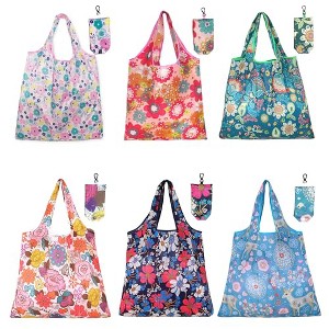6 Pcs Reusable Shopping Bags Foldable, Machine Washable Shopping Groce - 1 of 4